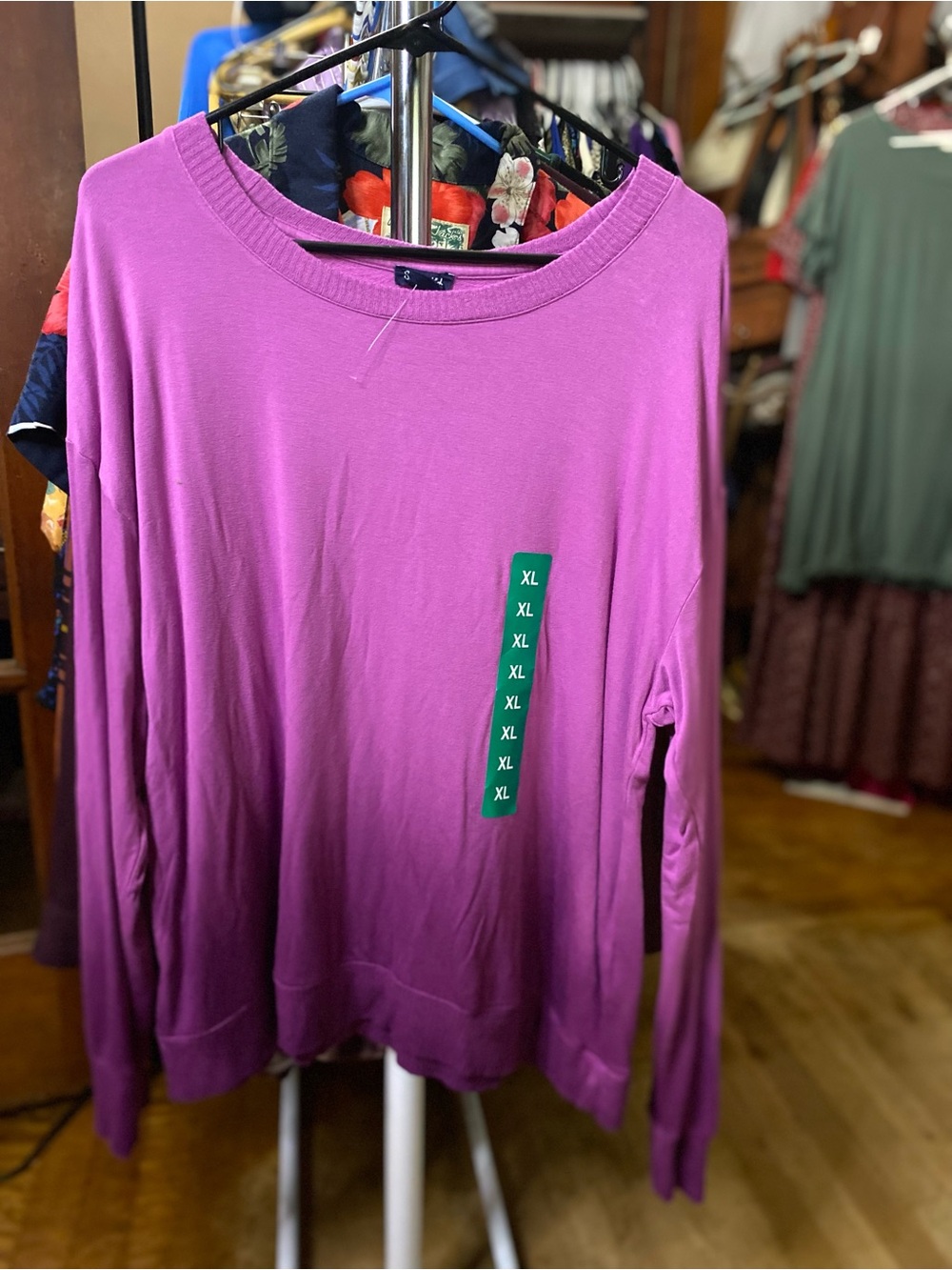 Splendid Bright Purple Ombré Crewneck Long Sleeve Top